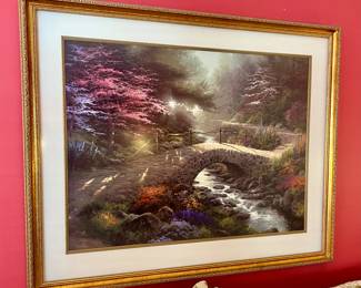 Limited edition lithograph by Thomas Kinkade depicts the beautiful and serene Bridge of Faith in The Garden of Promise.