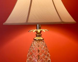 Pair of Large Crystal Pineapple Lamps