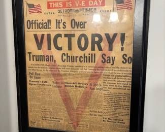 Framed WWII Newspaper