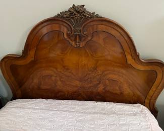 Closer view of the headboard on one of the two matching twin beds by The Tobey Furniture Co. (Chicago/New York).