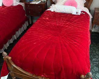 One of two matching twin beds by The Tobey Furniture Co. (Chicago/New York).