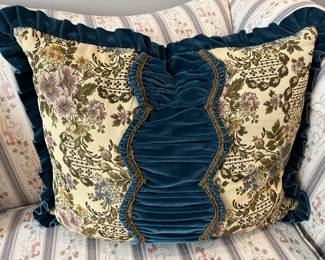 Luxury velvet floral embroidery pillow.