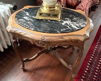 Antique French black marble side table.
