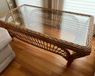 Vintage rattan coffee table.