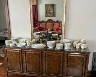 Vintage sideboard and wall mirror.