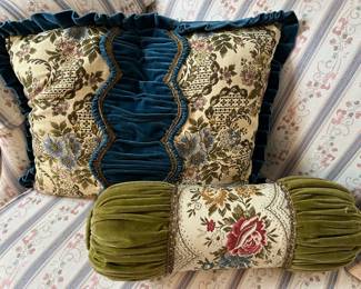 Luxury velvet floral embroidery pillows.