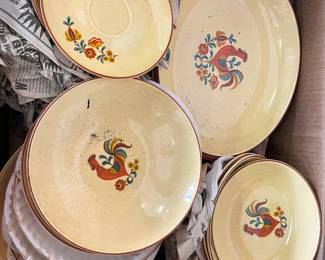 Metlox  Poppy tail Rooster Mid Century dinnerware