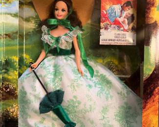 Assortment of Barbie Dolls including Gone With The Wind