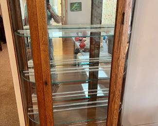 Antique round glass oak curio [we have the wooden shelves]