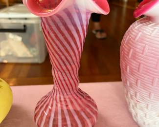 Fenton Cranberry Opalescent glass vase