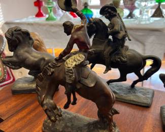 Metal Western and horse sculptures