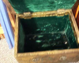 antique 1920's brass "slippers" box