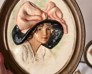 Vintage 1975 Duncan Ceramics chalkware faces