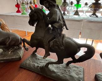 Metal Western and horse sculptures