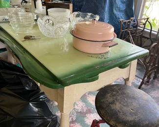 antique enamel top table