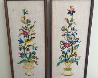 181 Vintage Handmade Crewell Panelsmin