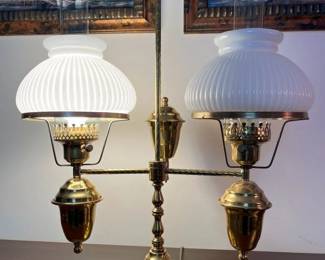 181 Vintage Brass Double Student Lampmin