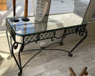 Glass top sofa table 