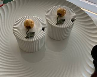 Jam jars and serving plate