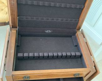 Interior of silver chest