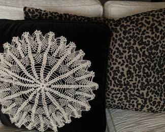 handmade lace on pillow, beaded pillow