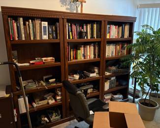 . . . this grouping is actually three beautiful and separate bookcases -- filled with treasures I might add