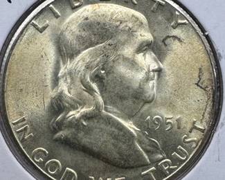 1951-S MS66 GEM SILVER FRANKLIN HALF DOLLAR