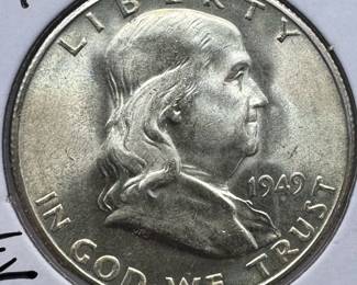 1949-S MS67 RARE GEM SILVER FRANKLIN 1/2 DOLLAR