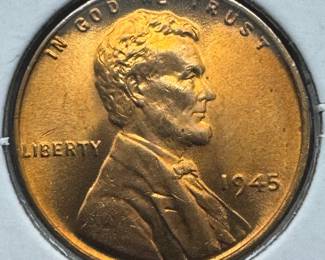 1945 MS67RD RED GEM WHEAT COPPER PENNY