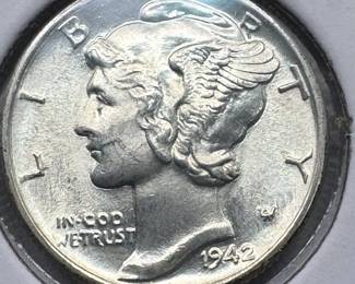 1942 MS67FB FULL BANDS GEM MERCURY DIME