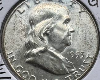 1953 MS65FBL RARE FULL BELL LINE FRANKLIN 1/2 $1