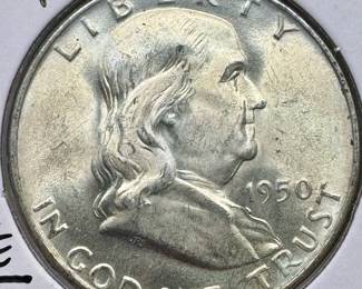 1950-D MS66 RARE GEM SILVER FRANKLIN 1/2 DOLLAR