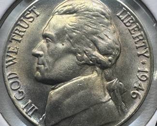 1946 MS67 RAINBOW TONING GEM JEFFERSON .5c