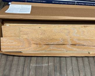 Brushed Oak Canvas hardwood flooring by Heritage Mill.   3/8" x 4 2/4" W in random lengths.  Box holds 33 SF but both boxes have been opened so not sure how much there is in total but close to the 66 SF.