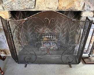 31. Jan Barboglio Hand Forged Metal Tri Fold Fireplace Screen (56")