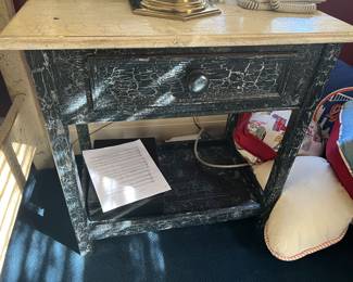 71. 1 Drawer Nightstand w/ Crackle Finish (28" x 18" x 26") (as is)