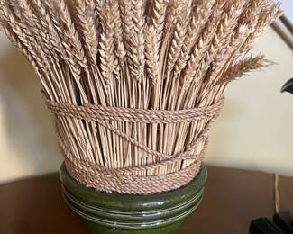 11. Green Ceramic Bowl w/ Dried Wheat (16")