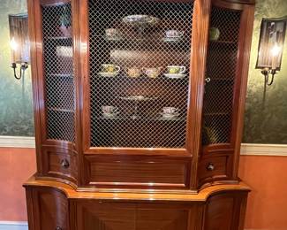 3. 2pc Lighted China Cabinet w/ Mesh Inserts (62" x 17" x 88") (as is)