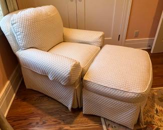 86. Sherrill Armchair (37" x 36" x 36") & Ottoman on Casters (31" x 22" x 19")