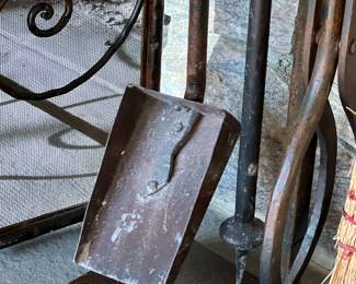 30. Jan Barboglio 5pc Set of Hand Forged Wrought Iron Fireplace Tools