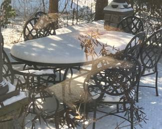 52. Oval Dining Table w/ 8 Chairs 2 Arm 6 Side & Cushions