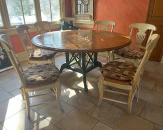 61. Dining Table w/ Painted Birdcage Base (65" x 30") and 1-18" leaf (as is)