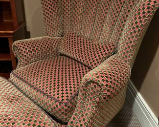 117. Sherrill Shell Back Armchair (41" x 36" x 45") and Ottoman (31" x 21" x 18")