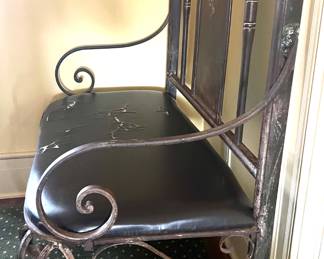 77. Vintage Metal Bench w/ Painted Back Panel (40" x 21" x 47") (as is)