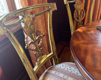 21. Set of 4 Carved French Country Painted Side Chairs (20" x 17" x 37")