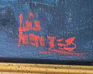 82. Signed Bow of Boats Painting (28" x 31")