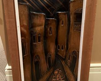 125. Framed Pressed Copper Artwork w/ Signature (20" x 31")