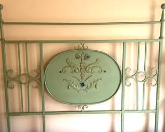 83. Painted Metal Queen Bed (68") (as is)