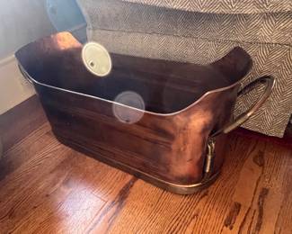 37. Copper Wood Bin (31" x 11" x 12")