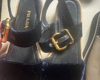 Prada Blue Velvet Espadrilles